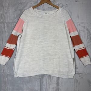 Mersea‎ Sweater One Size Camden Striped Traveler Sea Salt Coral Rose Button Back